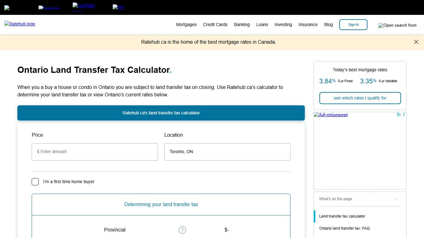 Ontario Land Transfer Tax Rates 2026 Calculator Ratehub.ca